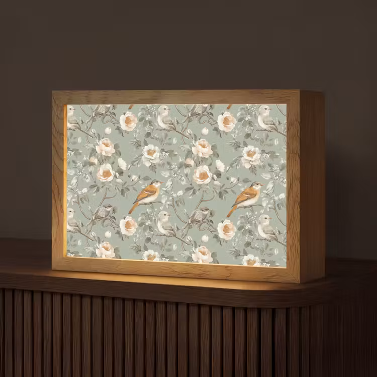 Roze - Vogels - Kleurrijk Light Box met kabel (Tafellamp) klein 924 -z3d_website