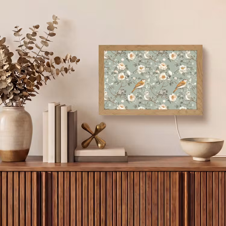 Roze - Vogels - Kleurrijk Light Box met kabel (Tafellamp) klein 924 -sfeer2
