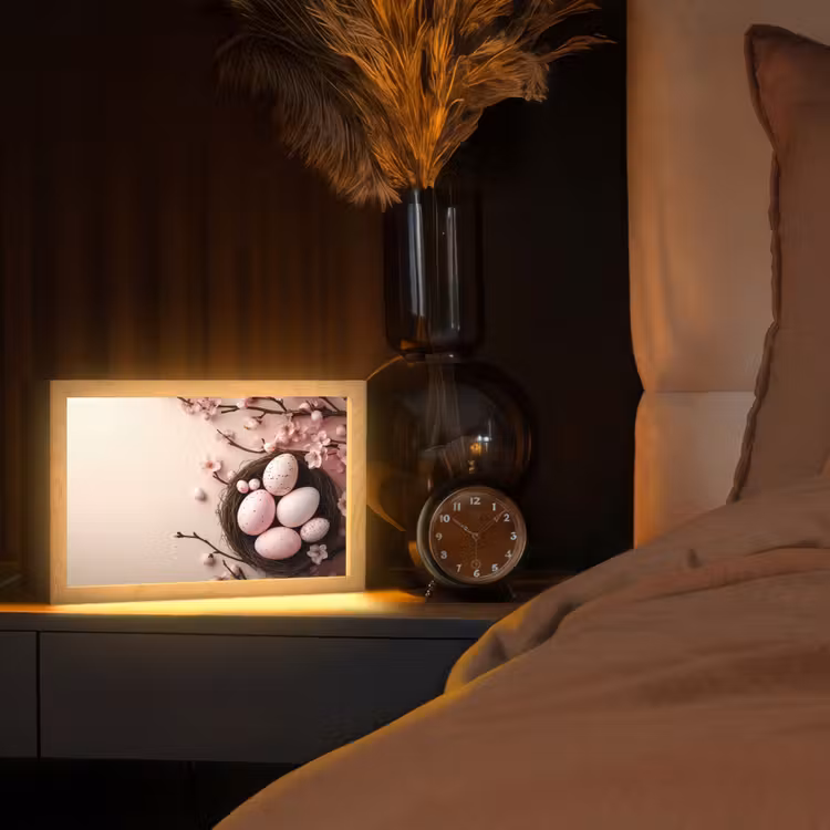 Roze - Bloesems - Eieren Light Box met kabel (Tafellamp) klein -sfeer1