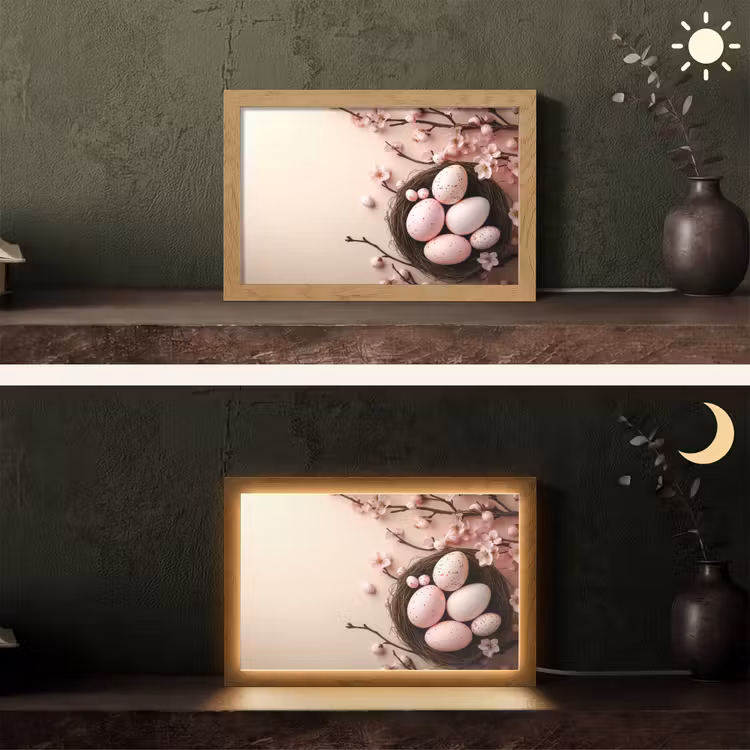 Roze - Bloesems - Eieren Light Box met kabel (Tafellamp) klein -sfeer3