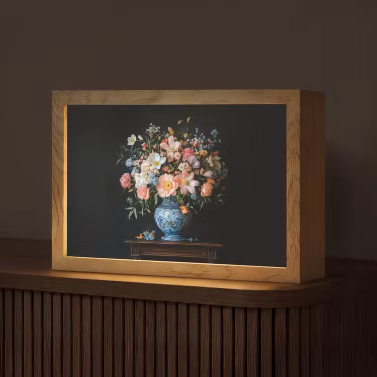 Roze - Bloemen - Vaas - Kleuren Light Box met kabel (Tafellamp) klein -z3d_website