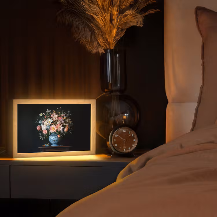 Roze - Bloemen - Vaas - Kleuren Light Box met kabel (Tafellamp) klein -sfeer1