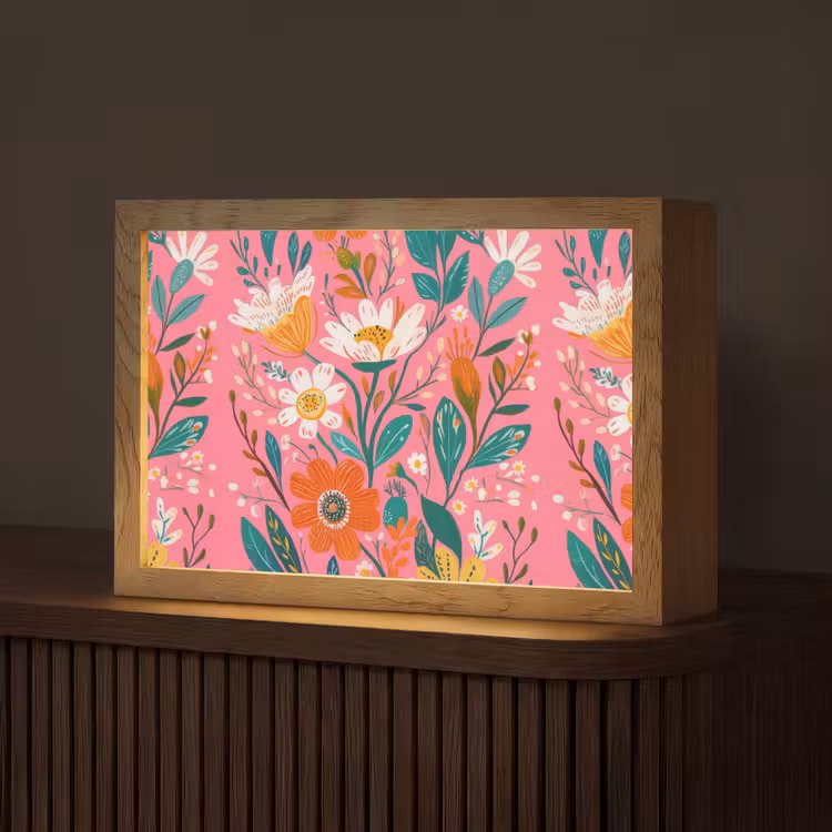 Roze - Bloemen - Wit - Oranje Light Box met kabel (Tafellamp) klein -z3d_website