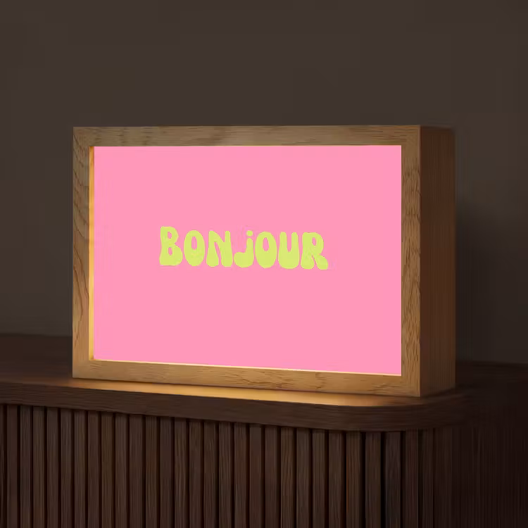 Roze - Groene bonjour - Organisch Light Box met kabel (Tafellamp) klein -z3d_website
