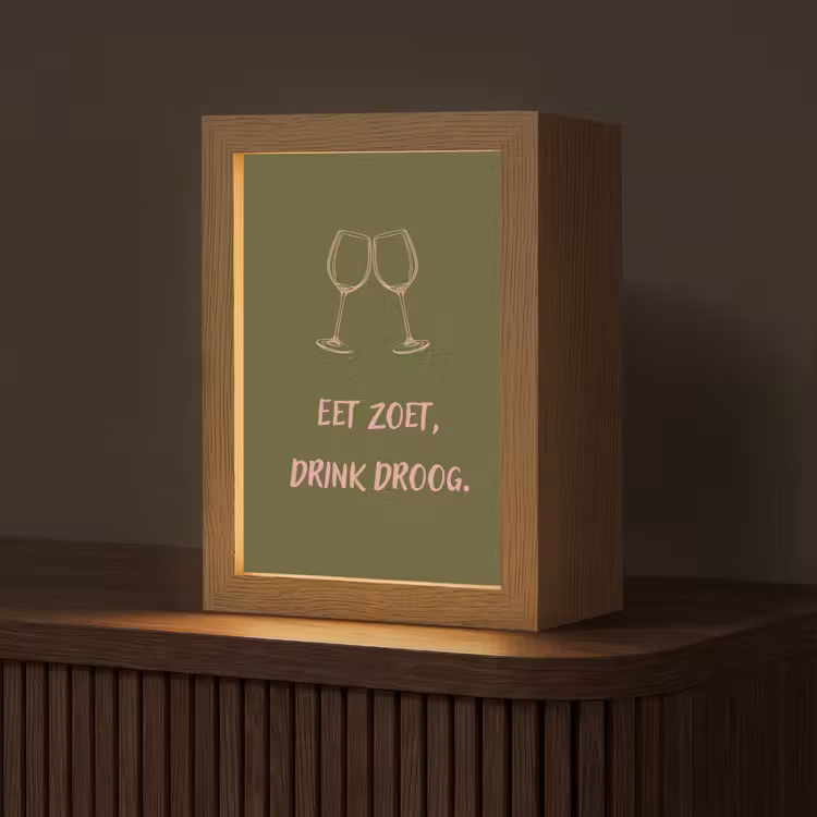 Roze - Groen - Wijn - Quote Light Box met kabel (Tafellamp) klein -z3d_website