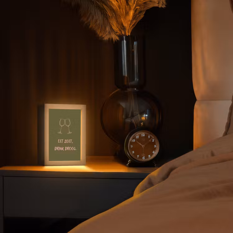 Roze - Groen - Wijn - Quote Light Box met kabel (Tafellamp) klein -sfeer1