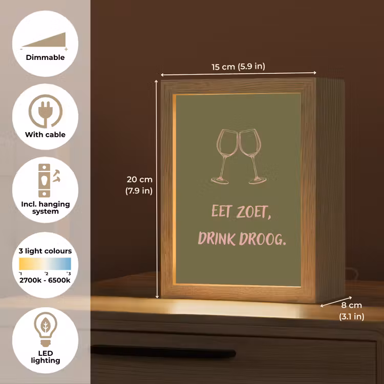 Roze - Groen - Wijn - Quote Light Box met kabel (Tafellamp) klein -USP_EN