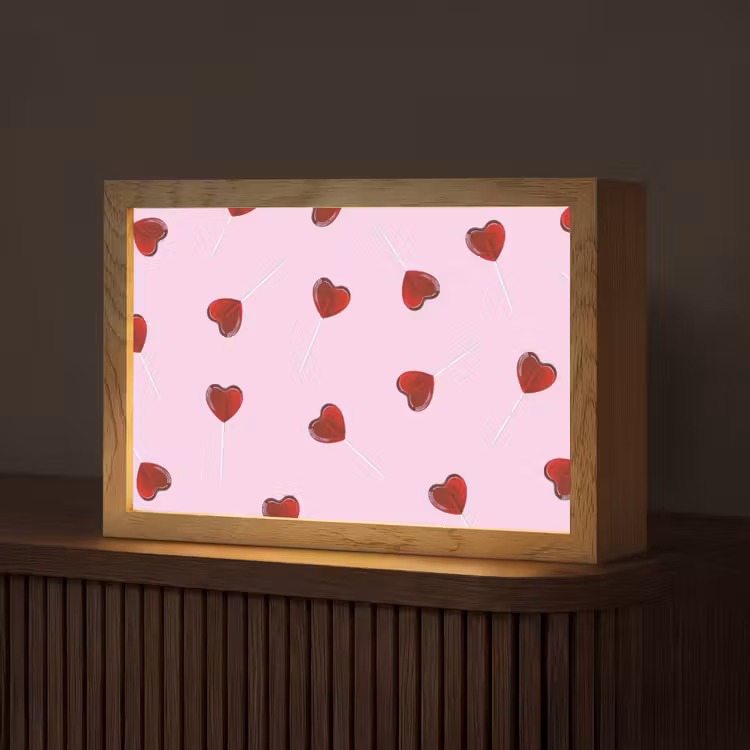 Roze - Hart - Lolly - Snoep Light Box met kabel (Tafellamp) klein -z3d_website