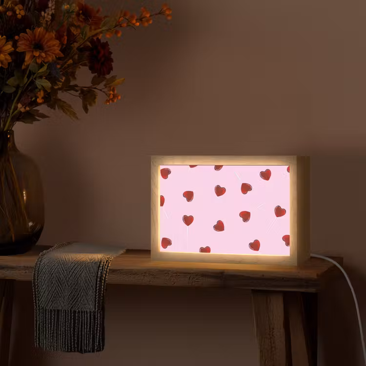 Roze - Hart - Lolly - Snoep Light Box met kabel (Tafellamp) klein -sfeer4