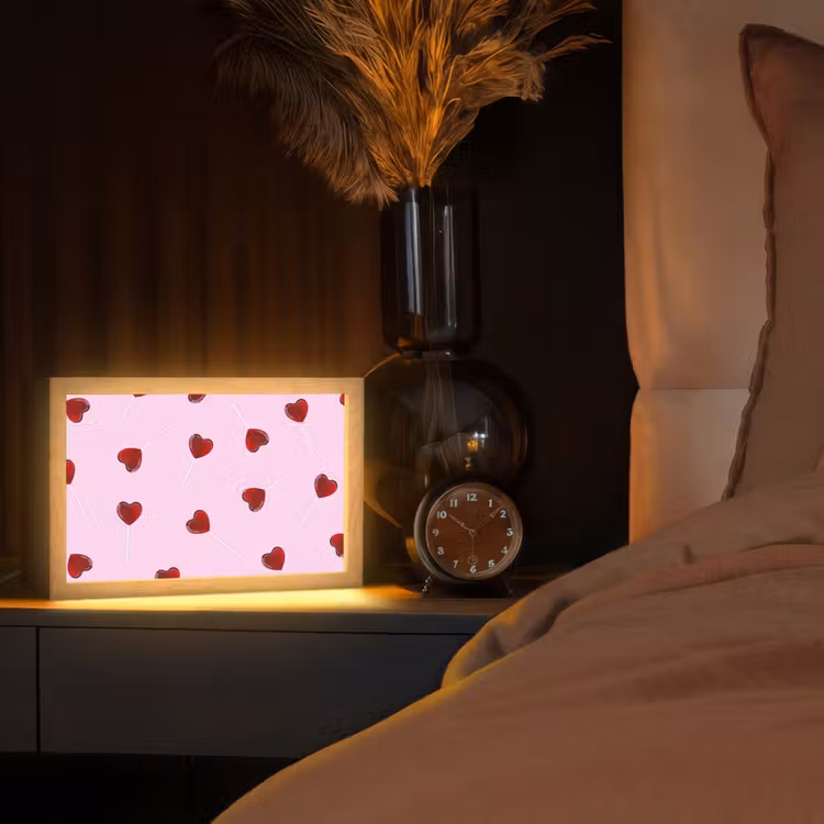 Roze - Hart - Lolly - Snoep Light Box met kabel (Tafellamp) klein -sfeer1