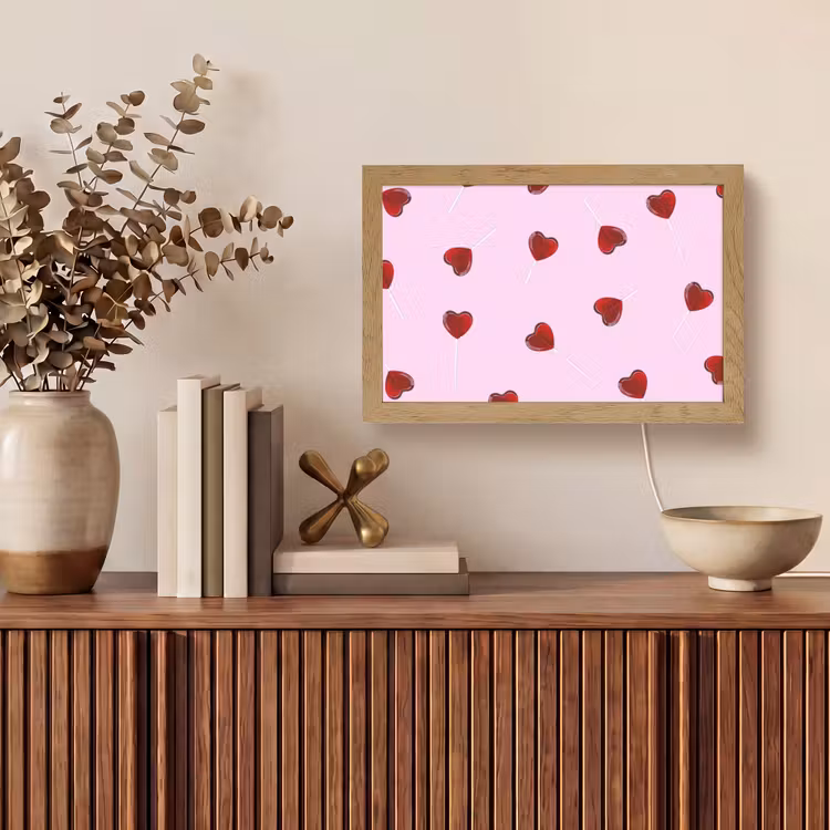 Roze - Hart - Lolly - Snoep Light Box met kabel (Tafellamp) klein -sfeer2