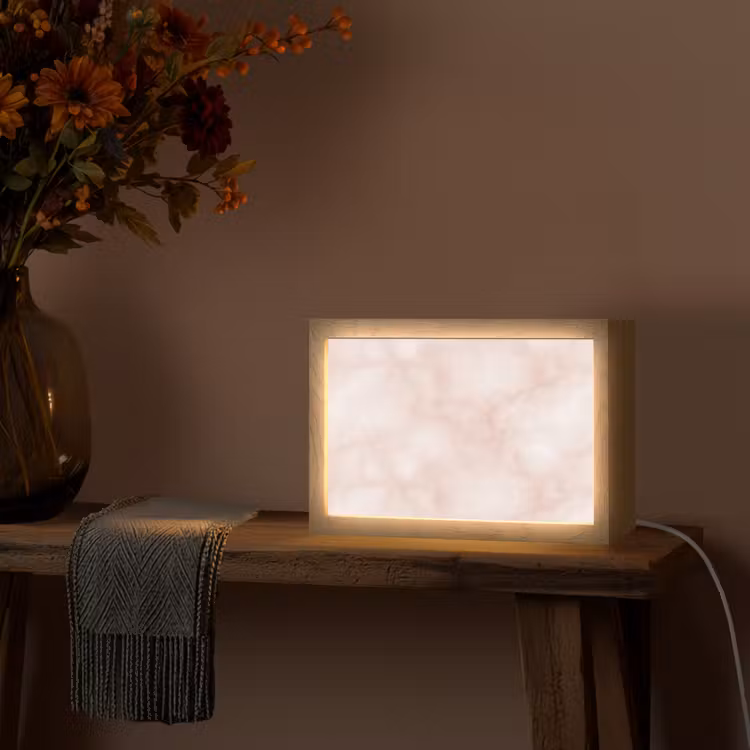 Roze - Marmer - Crème Light Box met kabel (Tafellamp) klein 924 -sfeer4