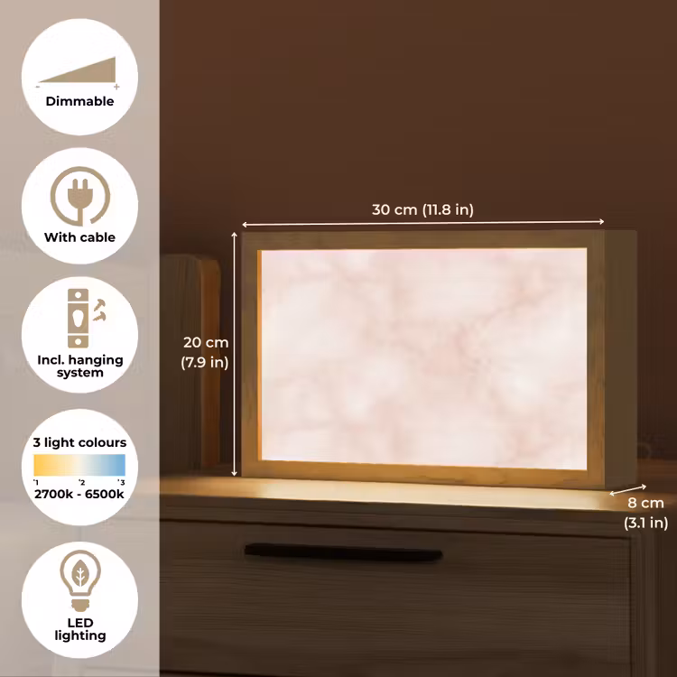 Roze - Marmer - Crème Light Box met kabel (Tafellamp) klein 924 -USP_EN