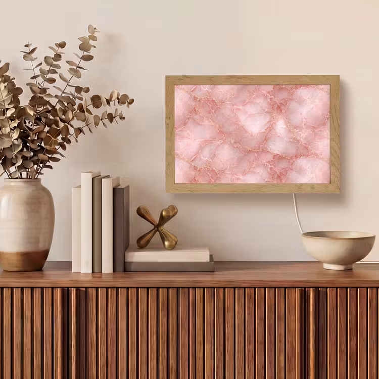 Roze - Kwarts - Goud - Marmer Light Box met kabel (Tafellamp) klein 924 -sfeer2