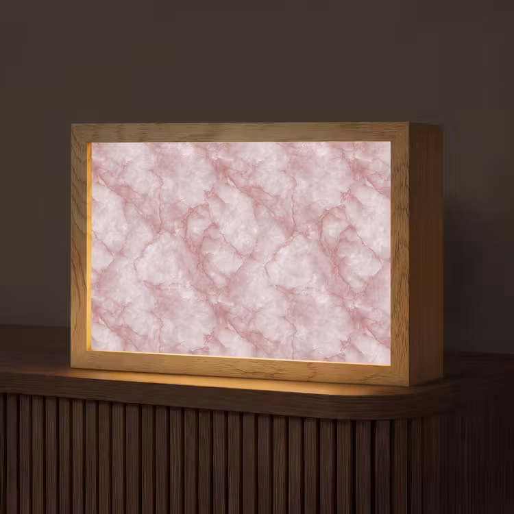 Roze - Kwartsmarmer - Aders Light Box met kabel (Tafellamp) klein 924 -z3d_website