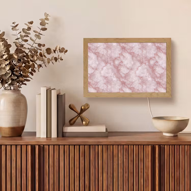 Roze - Kwartsmarmer - Aders Light Box met kabel (Tafellamp) klein 924 -sfeer2