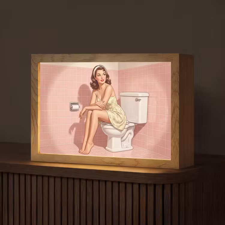 Roze - Retro - Vrouw Light Box met kabel (Tafellamp) klein -z3d_website