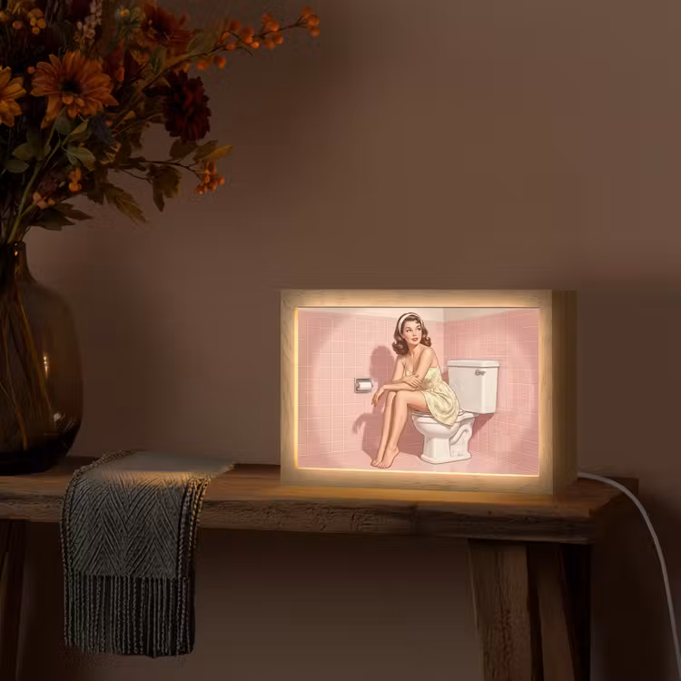 Roze - Retro - Vrouw Light Box met kabel (Tafellamp) klein -sfeer4