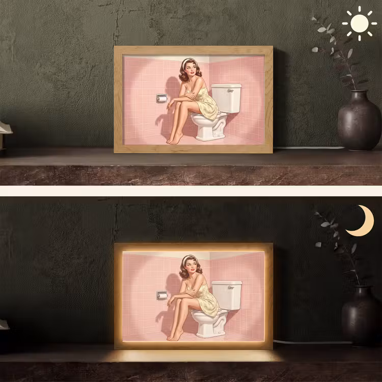 Roze - Retro - Vrouw Light Box met kabel (Tafellamp) klein -sfeer3