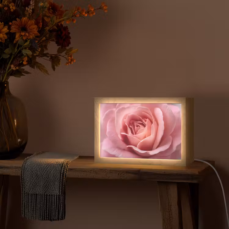 Roze - Roos - Romantisch Light Box met kabel (Tafellamp) klein -sfeer4