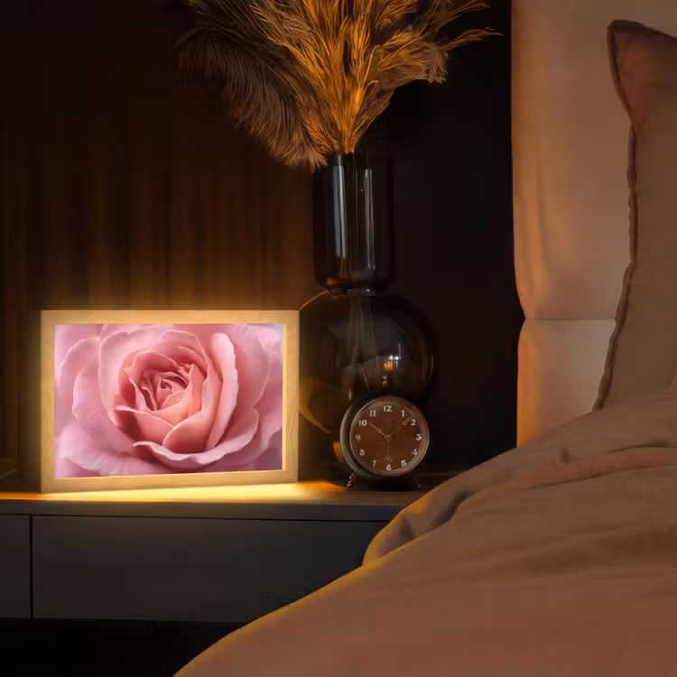 Roze - Roos - Romantisch Light Box met kabel (Tafellamp) klein -sfeer1