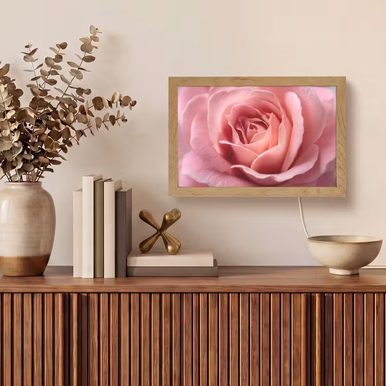 Roze - Roos - Romantisch Light Box met kabel (Tafellamp) klein -sfeer2