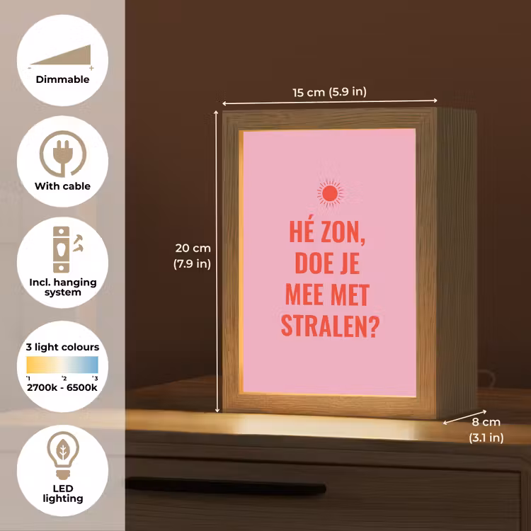 Roze - Zon - Quote Light Box met kabel (Tafellamp) klein -USP_EN
