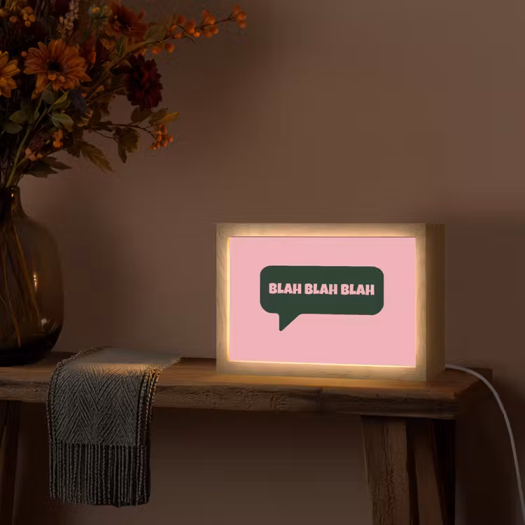 Roze - Tekstwolk - Groen - BLAH BLAH BLAH Light Box met kabel (Tafellamp) klein -sfeer4