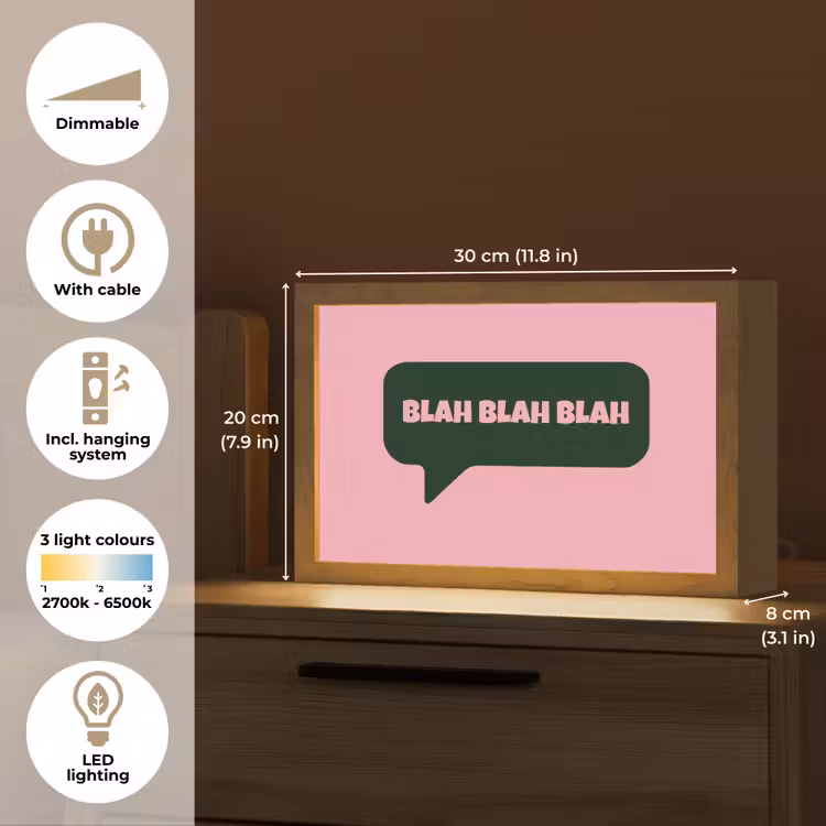 Roze - Tekstwolk - Groen - BLAH BLAH BLAH Light Box met kabel (Tafellamp) klein -USP_EN