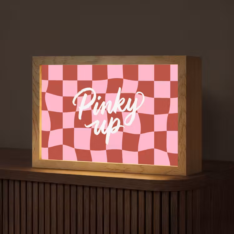 Pinky up - Geblokt - Bordeauxrood Light Box met kabel (Tafellamp) klein -z3d_website