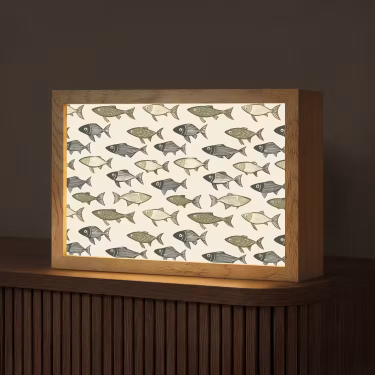 Vissen - Klassiek - Groen Light Box met kabel (Tafellamp) klein 924 -z3d_website