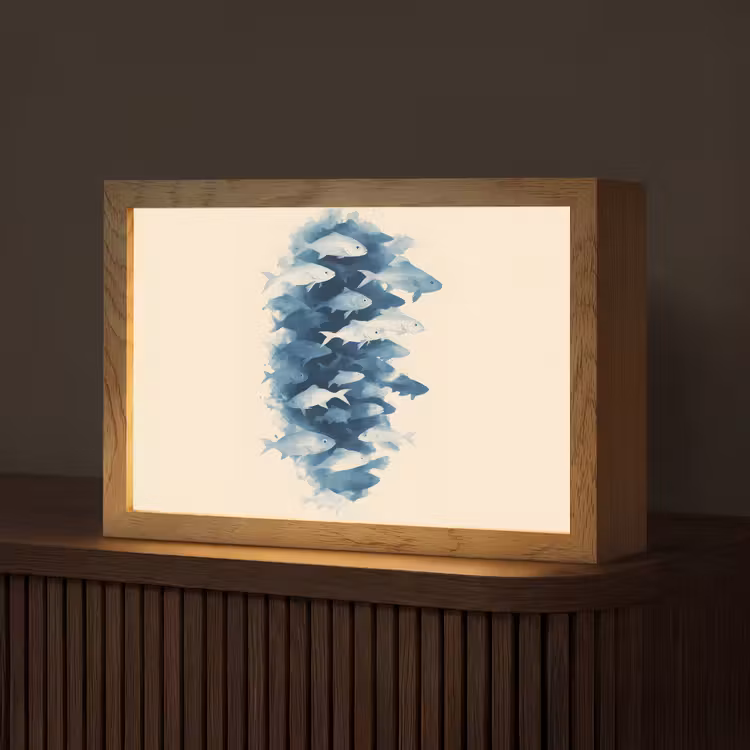 Vissen - Minimalistisch - Blauw Light Box met kabel (Tafellamp) klein -z3d_website