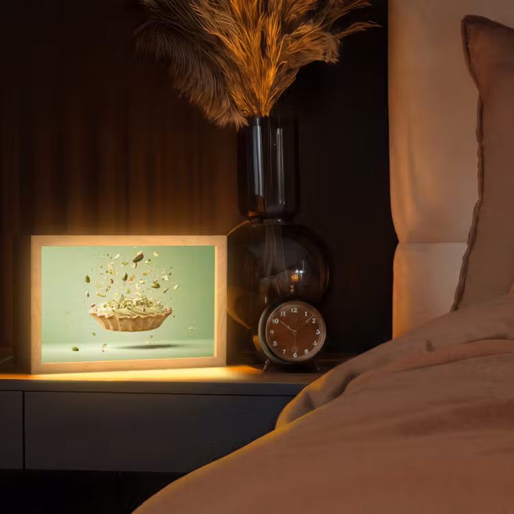 Pistache - Taart - Noten - Eten Light Box met kabel (Tafellamp) klein -sfeer1