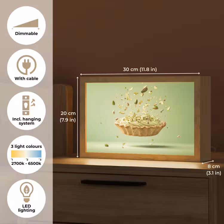 Pistache - Taart - Noten - Eten Light Box met kabel (Tafellamp) klein -USP_EN
