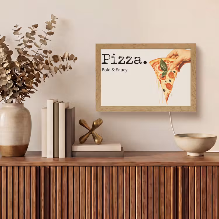 Pizza - Kaas - Pepperoni Light Box met kabel (Tafellamp) klein -sfeer2