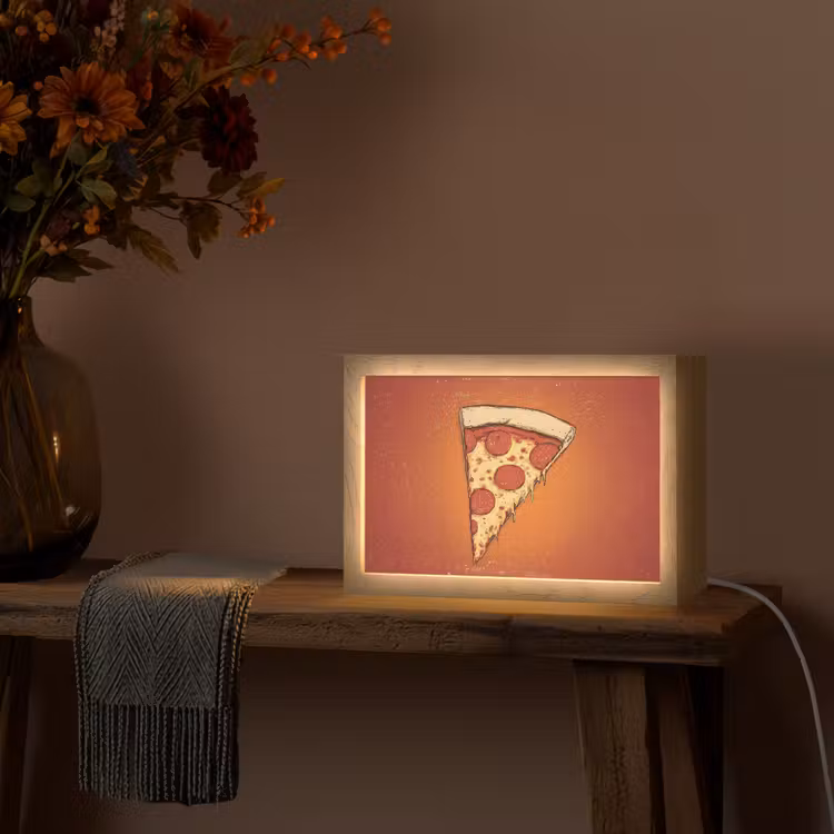 Pizza - Kaas - Rood - Pepperoni Light Box met kabel (Tafellamp) klein -sfeer4