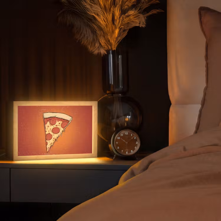 Pizza - Kaas - Rood - Pepperoni Light Box met kabel (Tafellamp) klein -sfeer1