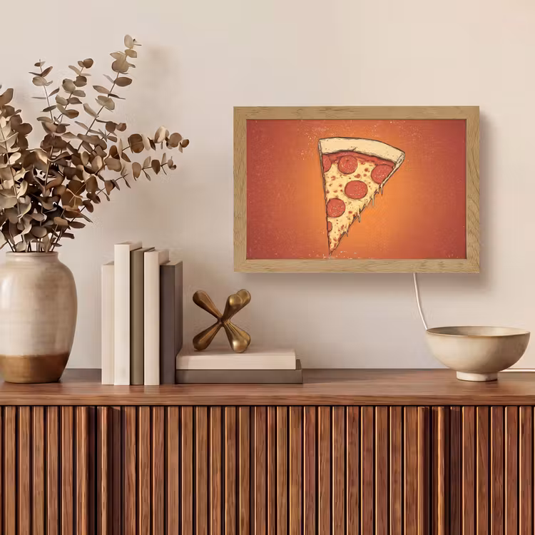 Pizza - Kaas - Rood - Pepperoni Light Box met kabel (Tafellamp) klein -sfeer2