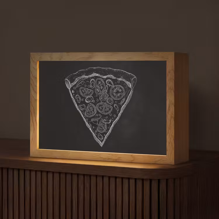 Pizzapunt - Toppings - Krijttekening Light Box met kabel (Tafellamp) klein -z3d_website