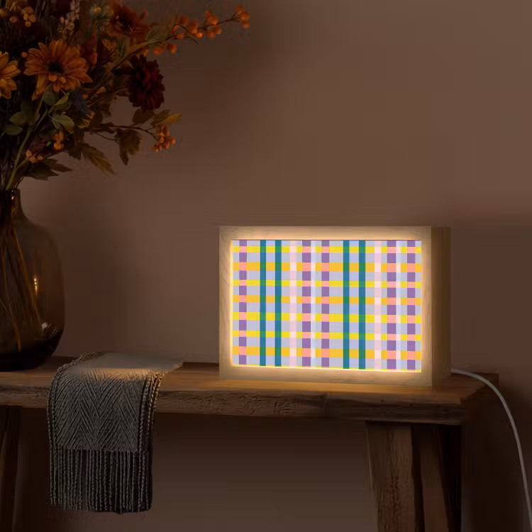 Ruit - Patroon - Kleurrijk Light Box met kabel (Tafellamp) klein 924 -sfeer4