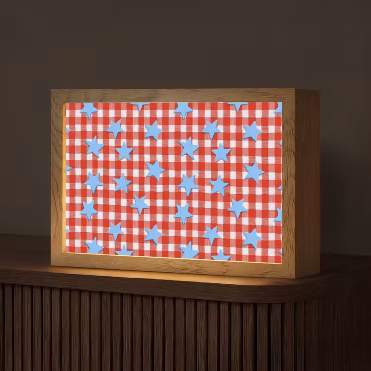 Ruit - Sterren - Rood Light Box met kabel (Tafellamp) klein 924 -z3d_website