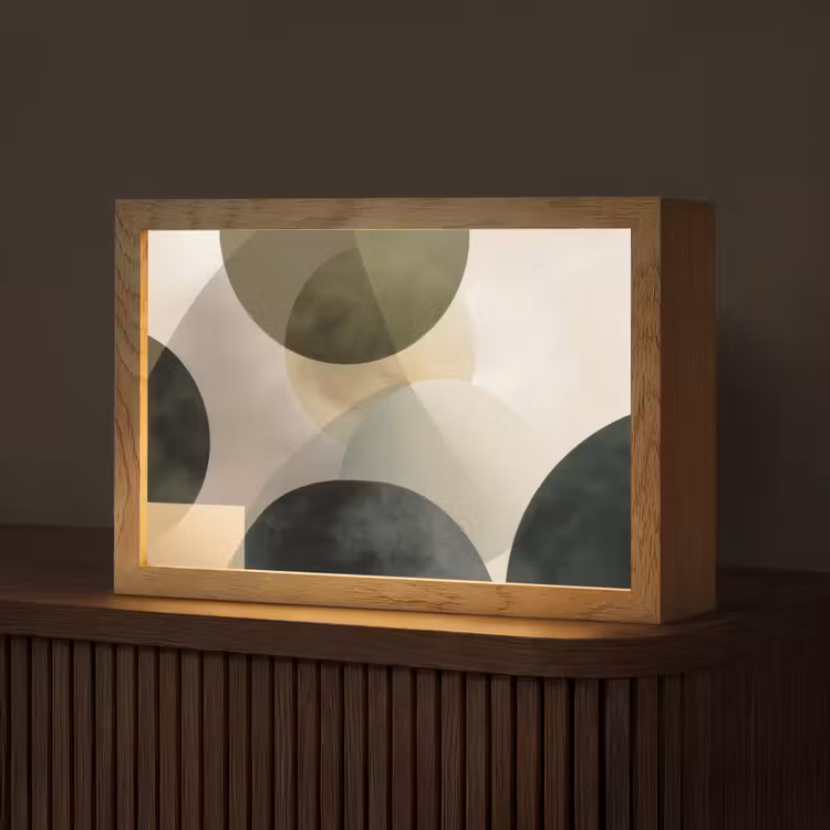 Vlakken - Abstract - Beige - Cirkels Light Box met kabel (Tafellamp) klein -z3d_website
