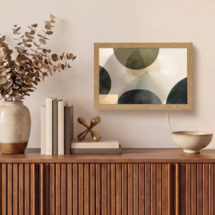 Vlakken - Abstract - Beige - Cirkels Light Box met kabel (Tafellamp) klein -sfeer2