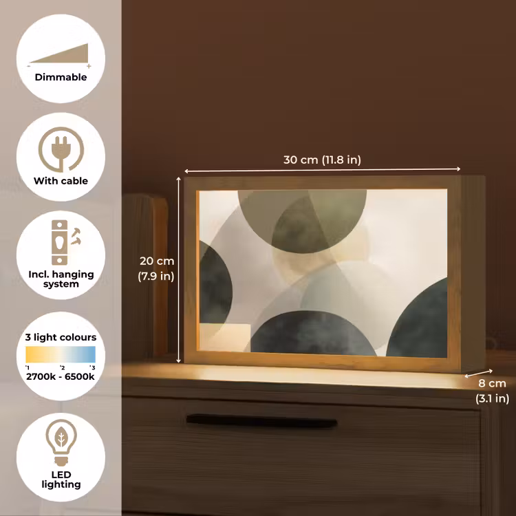 Vlakken - Abstract - Beige - Cirkels Light Box met kabel (Tafellamp) klein -USP_EN