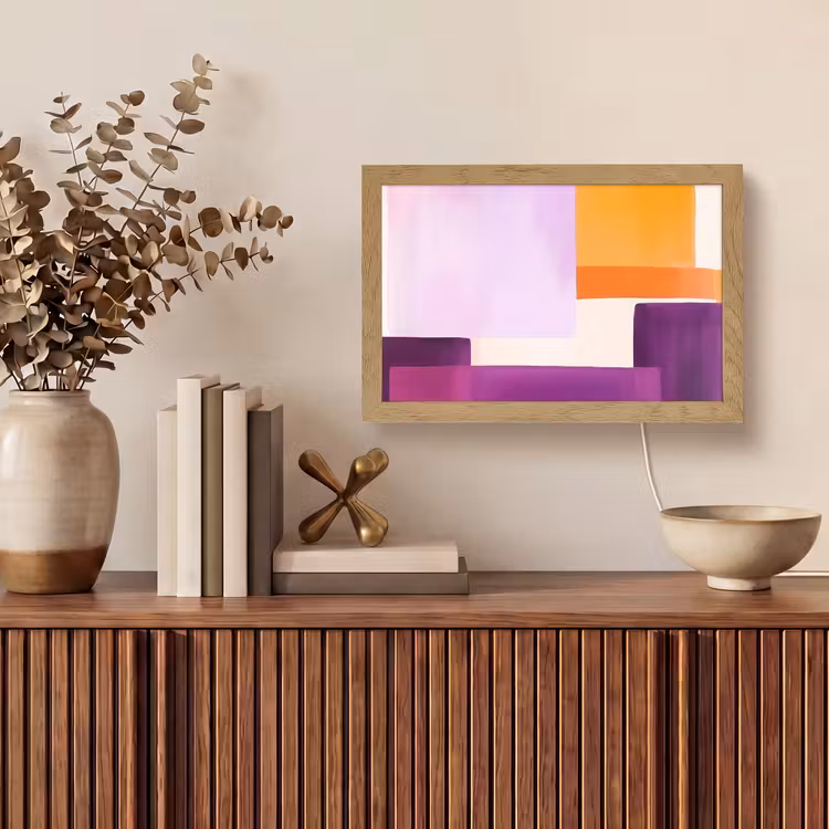 Vlakken - Abstract - Rechthoekig - Oranje Light Box met kabel (Tafellamp) klein -sfeer2