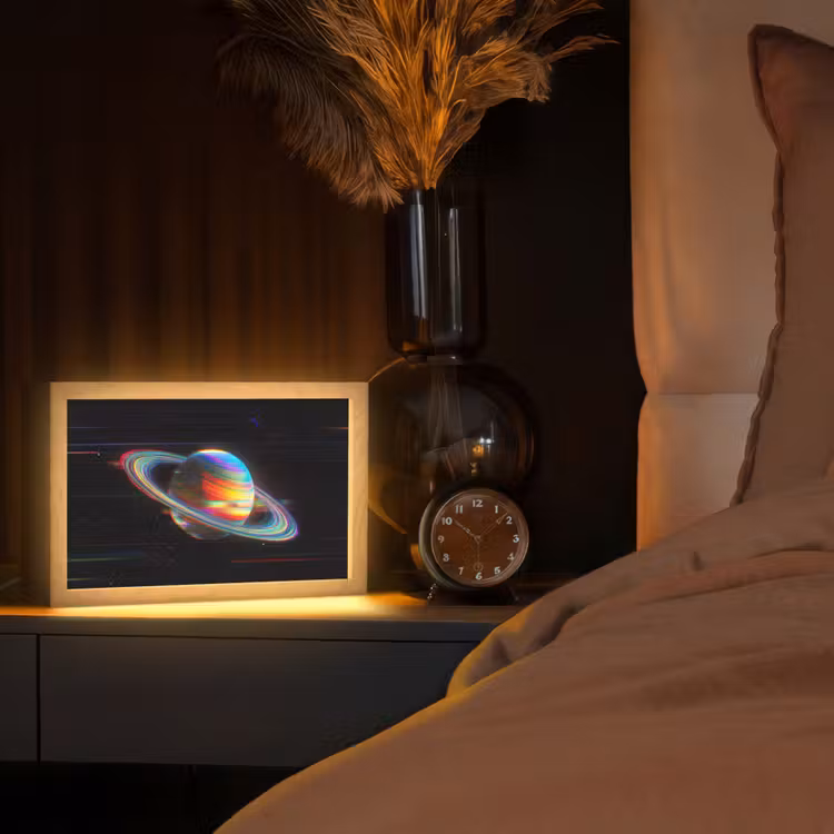 Planeet - Cirkel - Kleurrijk Light Box met kabel (Tafellamp) klein -sfeer1