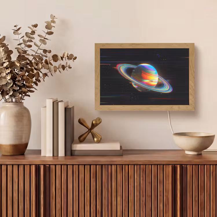 Planeet - Cirkel - Kleurrijk Light Box met kabel (Tafellamp) klein -sfeer2