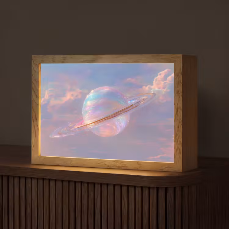 Planeet - Lucht - Wolken - Pasteltinten Light Box met kabel (Tafellamp) klein -z3d_website