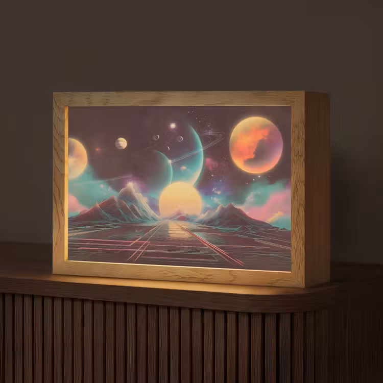 Planeten - Neon - Berglandschap - Zon Light Box met kabel (Tafellamp) klein -z3d_website