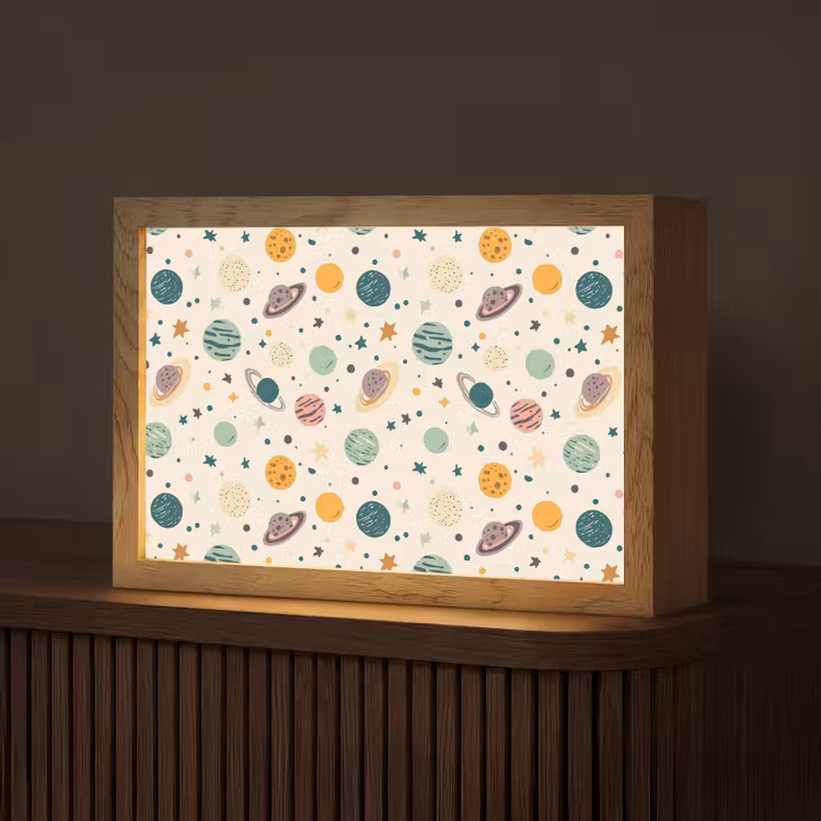 Planeten - Retro - Kleurrijk Light Box met kabel (Tafellamp) klein 924 -z3d_website